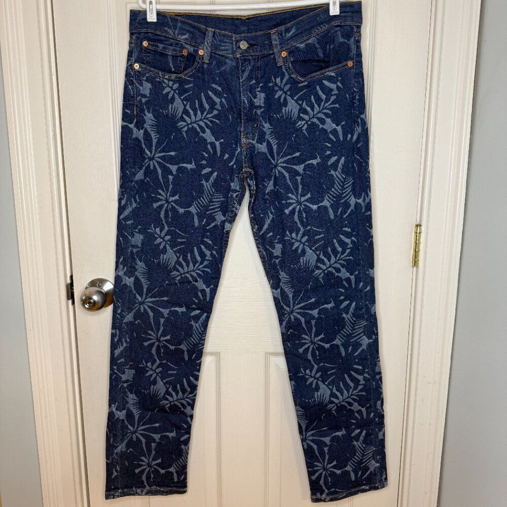 Levi's 511 Aldo FLEX Tencel Jeans Indigo Blue Floral Hawaiian Style Size 34x32